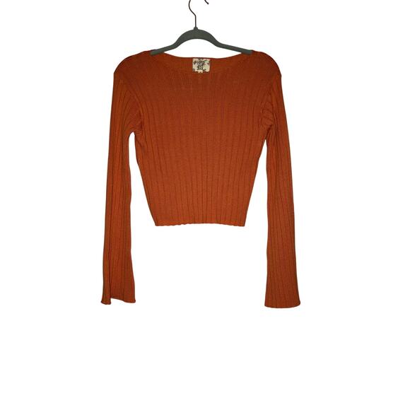 Hippie Rose orange flared knit cropped sweater size medium - Picture 1 of 6